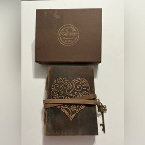 Vintage Brown Leather Journal with Heart Design